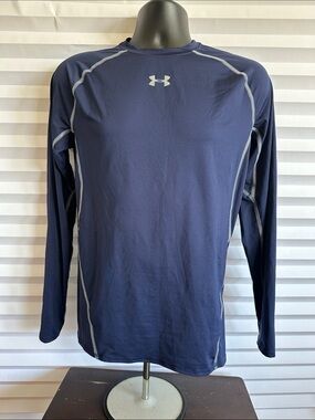 Under Armour HeatGear Men's Dark Blue Long Sleeve Performance Shirt Size XL